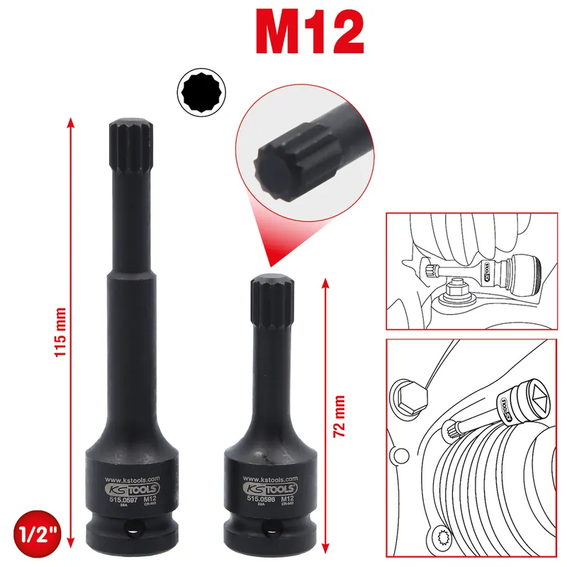 Aktuell 1/2" Spezial-Kraft-Bit-Stecknuss-Satz Vielzahn, 2-tlg